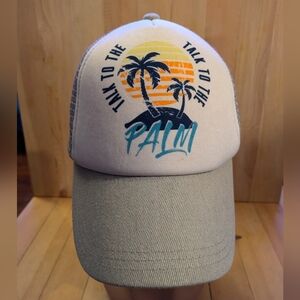 Palm Graphic Trucker Hat - Cream and Tan